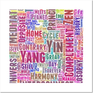 Yin Yan Interconnect Pattern Text Word Cloud Posters and Art